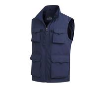 MeiLayM Hombres Aire Libre Deportes Chalecos Chaleco de pesca de con múltiples bolsillos Respirable Casual Chaleco Ligero Sin Mangas Chaqueta secado rápido Acampa Caza Chaleco Azul,L