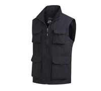 MeiLayM Hombres Aire Libre Deportes Chalecos Chaleco de pesca de con múltiples bolsillos Respirable Casual Chaleco Ligero Sin Mangas Chaqueta secado rápido Acampa Caza Chaleco Negro,M