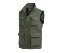 MeiLayM Hombres Aire Libre Deportes Chalecos Chaleco de pesca de con múltiples bolsillos Respirable Casual Chaleco Ligero Sin Mangas Chaqueta secado rápido Acampa Caza Chaleco Verde militar,M