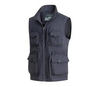 MeiLayM Hombres Al Aire Libre Chaleco de Pesca Multibolsillos Casual Chaqueta Secado Rápido Malla Chaleco Ligero Sin Mangas Chaqueta Fotografía Caza Cámping Senderismo Gris,XL