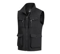 MeiLayM Hombres Al Aire Libre Chaleco Pesca Chaleco con Multibolsillos Malla Respirable Chaleco Respirable Ligero Sin Mangas Chaqueta Fotografía Viajes Chaleco Negro,XL