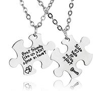 Meiligo Juego de 2 collares de amistad retro con texto "Side by Side or Miles Apart" para mejores amigos y adolescentes (juego de collar), NA, NA