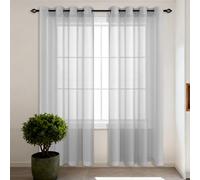 MEILIPA Translucida Ojales Cortina 150 x 260 cm con Ojales Cortina para Ventana Dormitorio Translucido Moderno para Barra Cocinas Visillos de Dormitorios Infantil Salon, Gris Claro