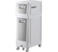 MEILISHAOMEI Armario de piso estrecho y alto, gabinete de baño pequeño con cajones y ruedas de plástico, torre de plástico blanco, organizador de armario de almacenamiento estrecho para espacios