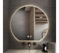 MEILISHAOMEI Espejo LED para baño, Redondo e Iluminado, de Pared, con Luces Regulables de 3 Colores y antivaho (70 x 63 cm)