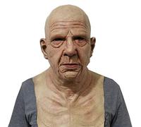 MeiLiu Máscara de Halloween, máscara de Anciano Aterrador, máscara de Cosplay de látex para Adultos, Accesorios de decoración de Fiesta de Halloween, cómoda y Transpirable