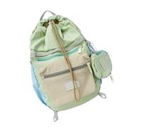 Meiliyizu Práctica mochila informal espaciosa con cordón, resistente al desgaste, cómoda correa para senderismo, uso diario, mochila ergonómica ajustable, verde