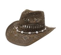 Meiliyizu Sombrero de paja fresco y cómodo, unisex, elegante, para playa, viajes, cómodo sombrero de sol ajustable, marrón, M