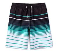 MEILONGER Bañador Niño Ropa de Baño para Niño Secado rápido Interior de Malla Short (Rayas Negro Azul Blanco, 14-16)