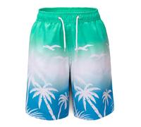 MEILONGER Bañador Niño Ropa de Baño para Niño Secado rápido Interior de Malla Short (Verde Blanco Azul (Cacao), 14-16)