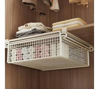 MEILVMEIJI - Cesta de almacenamiento extraíble colgante de metal para ropa, organizador de cajones debajo del estante, cesta de almacenamiento para armario, organizador de estante