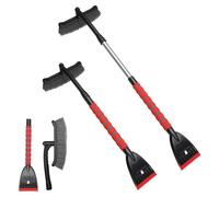 MEILVMEIJI Pala de nieve ajustable para parabrisas de coche con cabezal de cepillo giratorio y agarre ergonómico de espuma para raspar hielo y nieve