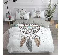 Meimall Fundas Nórdicas Cama - Blanco Plumas Bohemia 280X240 Cm Fundas Edredón Nórdico con 2 Fundas De Almohada 50X75Cm - Microfibra Muy Suave Transpirable Antiarrugas