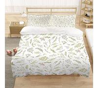 Meimall Juego De Funda De Edredón Verde Fresco Plantas Hojas. 280X240 Cm Almohada De Microfibra para Todas Las Estaciones, Cama De Matrimonio, Edredón , con 2 Funda De Almohada