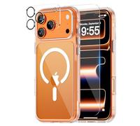 MEIMIOU Funda transparente 3 en 1 para iPhone 17 Pro Max, compatible con MagSafe, funda magnética delgada con protector de pantalla y protector de lente de cámara, funda antideslizante para teléfono