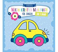 Mein erstes Malbuch ab 1 Jahr für Jungen: Ausmalen und kritzeln der ersten Wörter für Jungs mit Traktor, Bagger, Auto, Feuerwehr, Fußball, Dinosauriern und vielem mehr