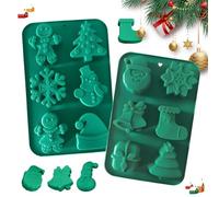 Mein HERZ 2 PCS Moldes Silicona Navidad,Moldes para chocolates 6 Cavidades Navideño Moldes Bombones Silicona para Dulces Galletas Bombones Pudín y Gelatina