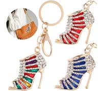 Mein HERZ 3 pcs Llavero de Estilo tacón Alto, Llavero de Diamantes de imitación de Cristal, Llavero de Sandalia Brillante, Colgante de Llavero, Colgante de Aaleación de Cristal Brillante
