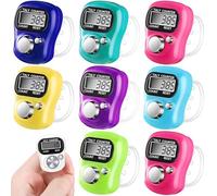 Mein HERZ 9 Piezas Contador de Dedos Contador de Filas electrónico Anillos de Dedo Marcador LCD Contador de conteo (Rojo/Púrpura/Blanco/Rosa/Verde Claro/Azul/Azul Marino/Azul Cielo/Naranja)