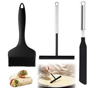 Mein HERZ Utensilios para Hacer Crepes,Espátula para Crepes de Silicona,3 piezas Utensilios para Crepe de Acero Inoxidable,Utensilios de Cocina y Repostería para Cocinas Domésticas
