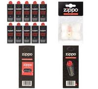 Mein Landhaus Combustible más Ligero Zippo Set 10 X Jazmín Gasolina Original Gasolina Cada 125ML Starterset1x 6 Piezas Sílex, 1x Mecha, 1x Algodón y Fieltro