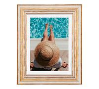 Mein Landhaus Madera Auténtica Vintage Marco Fotos Toscana en Rústico Shabby-Chic Look (Marrón/Blanco), Tradicional Marco de Madera Estilo - Natural Bonito! - Marrón, 21x29,7 cm (DIN A4)