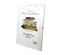 Mein Landhaus Marco de fotos sin marco, 21 x 29,7 cm, DIN A4, marco de clip con cristal auténtico, soporte para fotos sin bordes para enmarcar tus fotos en orientación horizontal o vertical