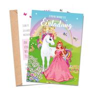 MeinBaby123® | 10 tarjetas de invitación para cumpleaños infantil, invitaciones de cumpleaños para niños, tarjetas de invitación de princesa, incluye 10 sobres, calidad premium (Princesa V1)