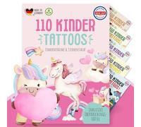 MeinBaby123® 110 tatuajes de unicornio respetuosos con la piel, regalos de unicornio, tatuajes de piel para niñas, tatuajes de princesa y hadas para pegar, veganos y fabricados en Alemania (unicornio