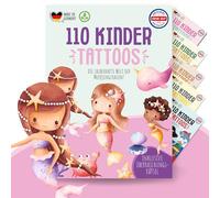 MeinBaby123 110 tatuajes infantiles hipoalergénicos con sirenas, tatuajes infantiles de sirena, tatuajes infantiles para pegar, veganos y fabricados en Alemania (sirena)