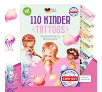 MeinBaby123 110 tatuajes infantiles hipoalergénicos con sirenas, tatuajes infantiles de sirena, veganos y fabricados en Alemania