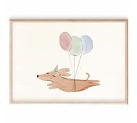 MeinBaby123 Póster En Animales Bonitos I 4/6/8 Set (Perro Y Globos)
