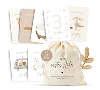 MeinBaby123® Tarjetas de hitos "Dein erstes Jahr" (beige boho)