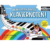 Meine ersten bunten Klaviernoten!: Die beliebtesten Kinder- & Weihnachtslieder für Klavier, Keyboard & Melodica (inkl. Tastenaufkleber, QR-Codes & Audio-Download). Bunte Noten für Anfänger.