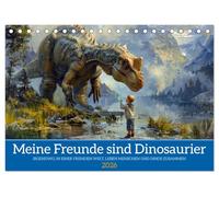Meine Freunde sind Dinosaurier (Tischkalender 2026 DIN A5 quer), CALVENDO Monatskalender: Eine Welt, in der Mensch und Saurier zusammenleben