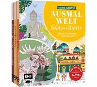 Meine große Ausmalwelt - Sehnsuchtsorte: 3 Bücher im Bundle | Mehr als 150 inspirierende Ausmalmotive für erholsame Urlaubs-Momente | Kolorieren und die Welt entdecken: Mit Wissen zu Natur und Kultur