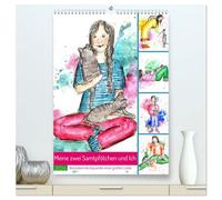 Meine zwei Samtpfötchen und Ich - Bezaubernde Aquarelle einer große Liebe (hochwertiger Premium Wandkalender 2026 DIN A2 hoch), Kunstdruck in Hochglanz: Liebevoll gemalte Aquarelle einer Katzenmama