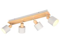 meineWunschleuchte Foco de pared y techo con madera, 4 focos, 60 cm de largo, color gris claro