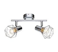 meineWunschleuchte Foco LED de techo con rejilla, pantallas de lámpara plateadas, cromo, 2 focos