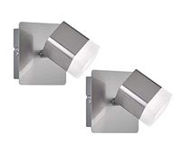 meineWunschleuchte Juego de 2 pequeños focos LED de pared, color plateado mate, altura 11 cm