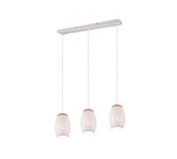 meineWunschleuchte Lámpara colgante de viga en color blanco, 3 focos, con patrón de perforación, ancho 71 cm