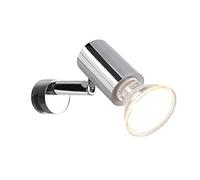 meineWunschleuchte Lámpara con pinza para espejo con foco orientable en cromo plateado, profundidad 10 cm