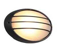 meineWunschleuchte Lámpara de pared exterior de aluminio fundido a presión en negro, iluminación de fachada IP44, lámpara ovalada de 32 cm de ancho