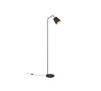 meineWunschleuchte Lámpara de pie de metal, pantalla de tela en negro y dorado, foco orientable, altura 148 cm