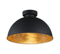 meineWunschleuchte Lámpara de techo con pantalla de metal en negro e interior dorado, diámetro de 31 cm