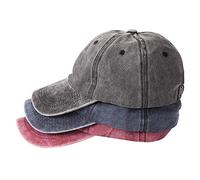 MEINICY 3 paquetes de gorras de béisbol lisas de algodón lavado, vintage, ajustables, regalo para hombres y mujeres, sin estructura, Negro, azul y burdeos, talla única