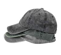 MEINICY 3 paquetes de gorras de béisbol lisas de algodón lavado, vintage, ajustables, regalo para hombres y mujeres, sin estructura, Negro+gris+verde, talla única