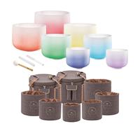 Meinl Colour Frosted Crystal Singing Bowl Chakra Set with Sleeves & Travel Carry Bags Brown