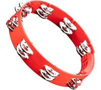 Meinl Pandereta de percusión para techo, forma circular de mano con marco sintético, no fabricada en China, cascabeles de doble fila, rojo, 10 pulgadas (HTT10R)
