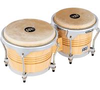 Meinl Percussion Bongos Wood Chrome - 2 tambores de mano con 6.75 y 8 pulgadas - incluyendo llave de afinación - roble siam, alto brillo natural (WB200NT-CH)